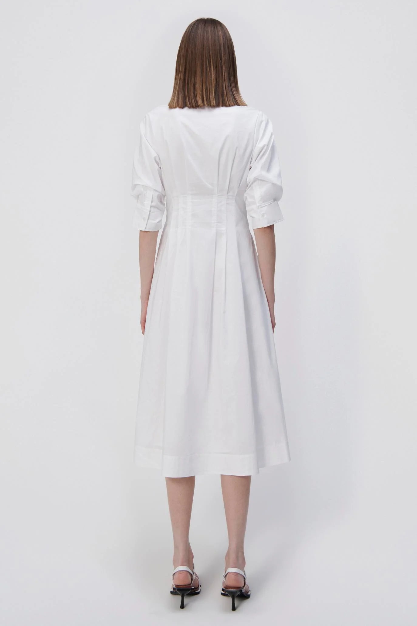 JAZZ CORE COTTON POPLIN DRESS PINTUCK MIDI DRESS