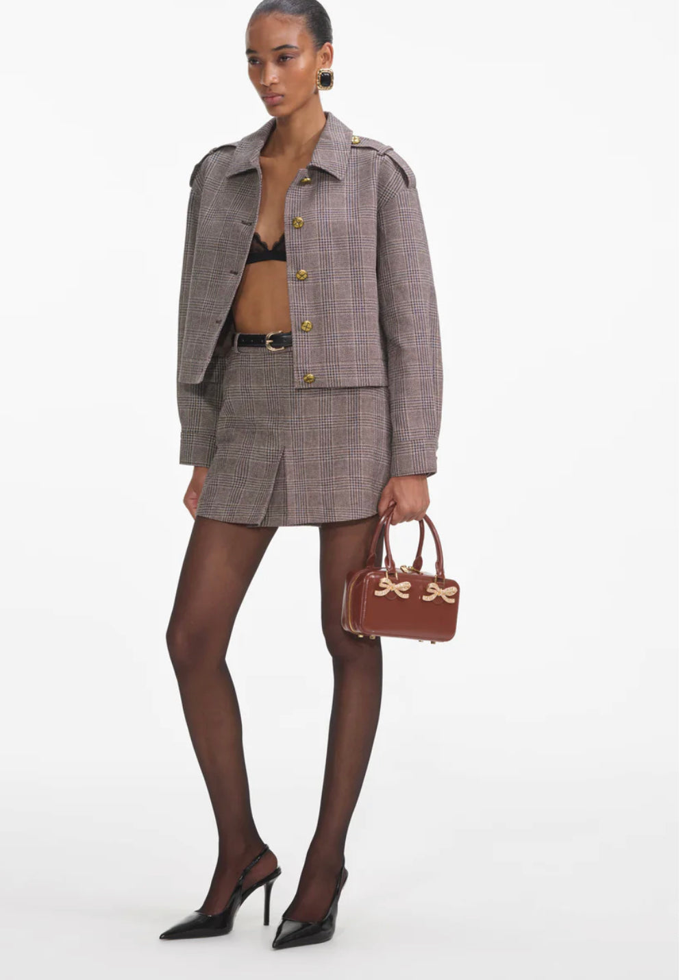 Brown Check Mini Skort