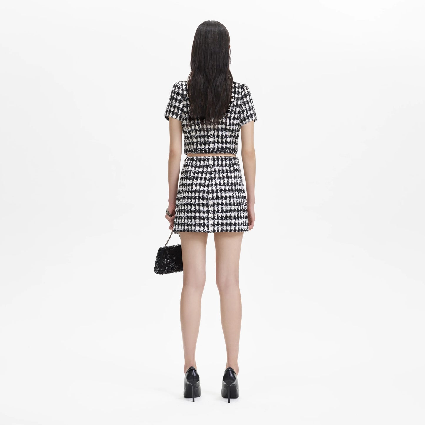 CHECK BOUCLE MINI SKIRT