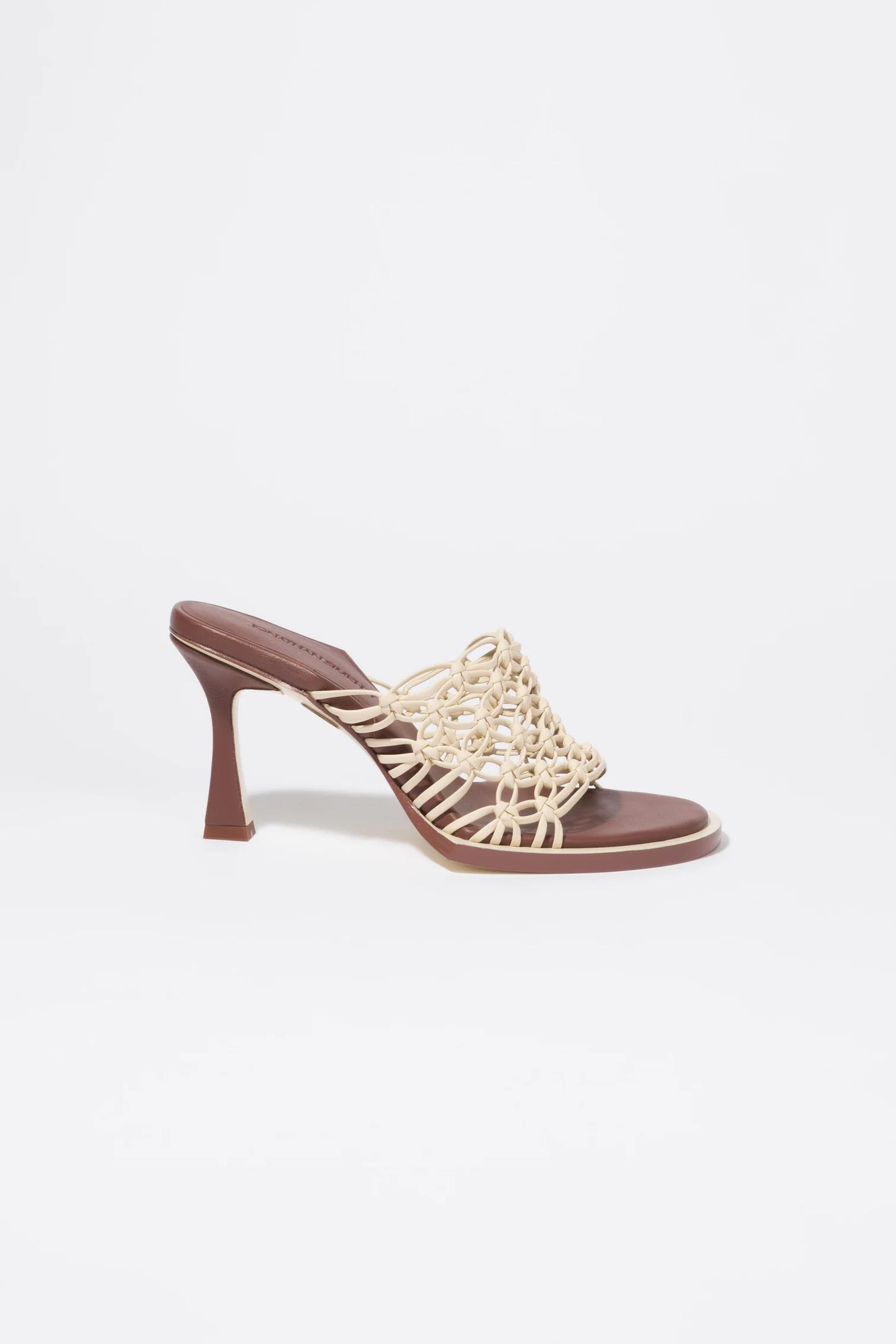 THEO LATTICE MULE HEELED SANDALS