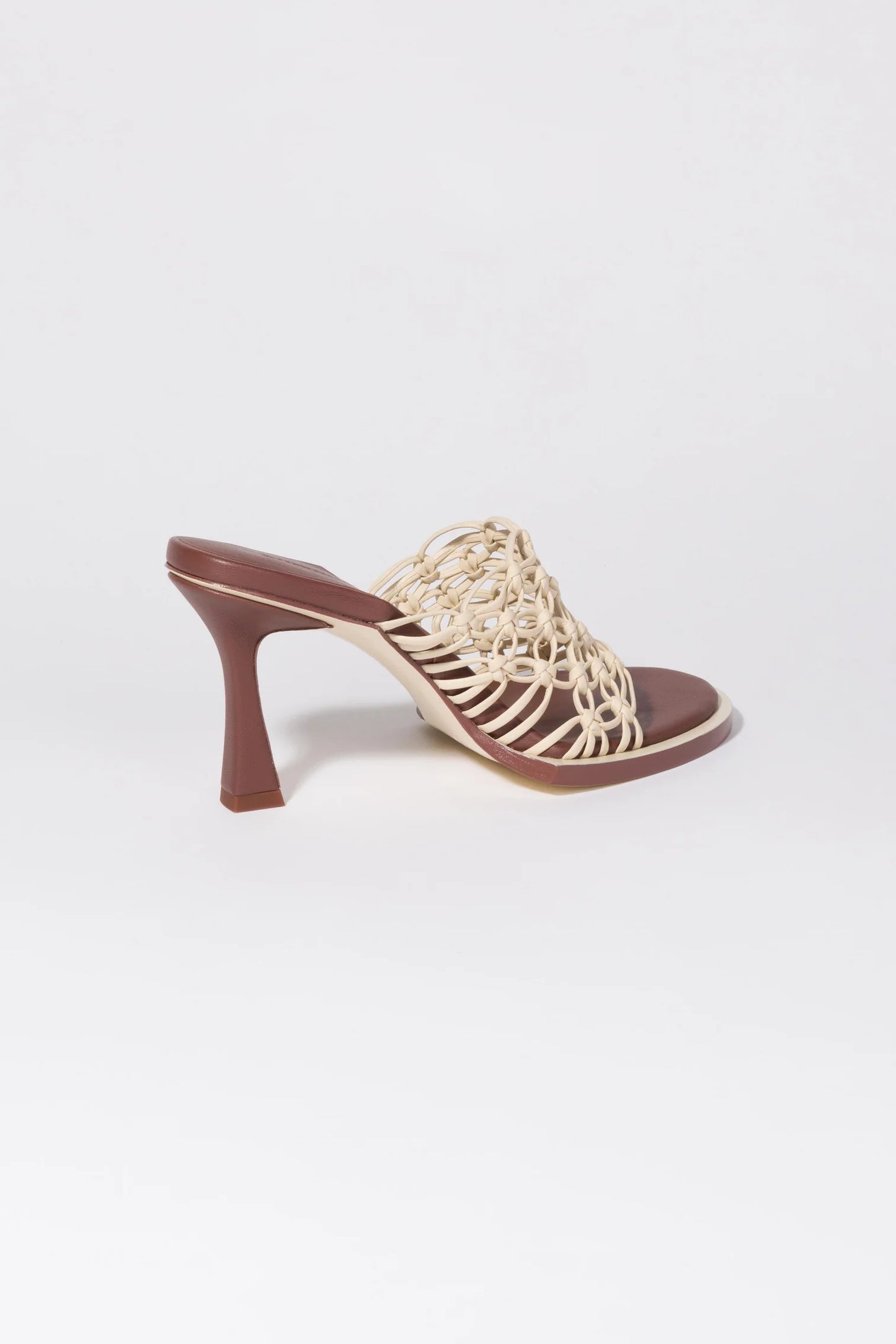 THEO LATTICE MULE HEELED SANDALS