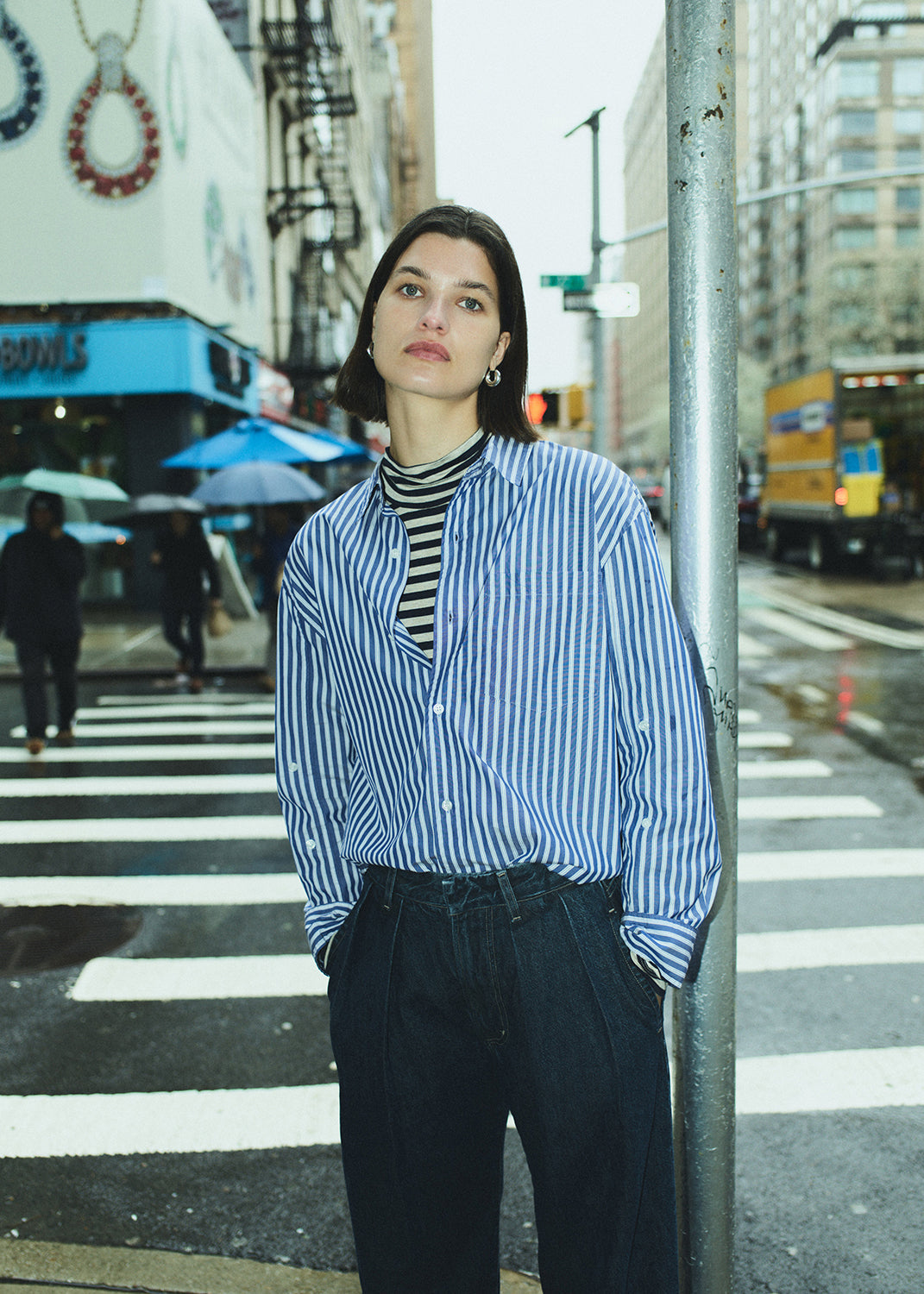 Kayla shirt in navy stripe