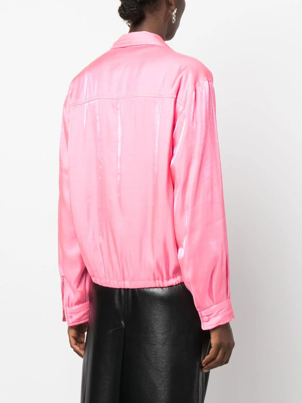 DRAWSTRING-HEM SATIN SHIRT