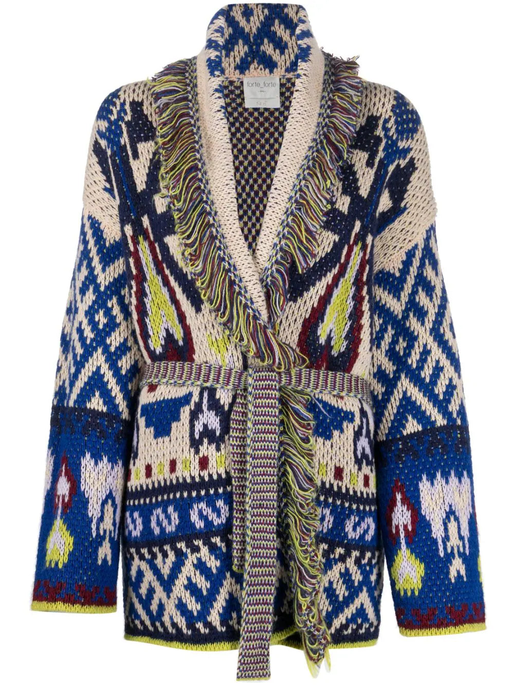 LONGLINE CARDIGAN WITH “NORTHERN LIGHT” JACQUARD PATTERN