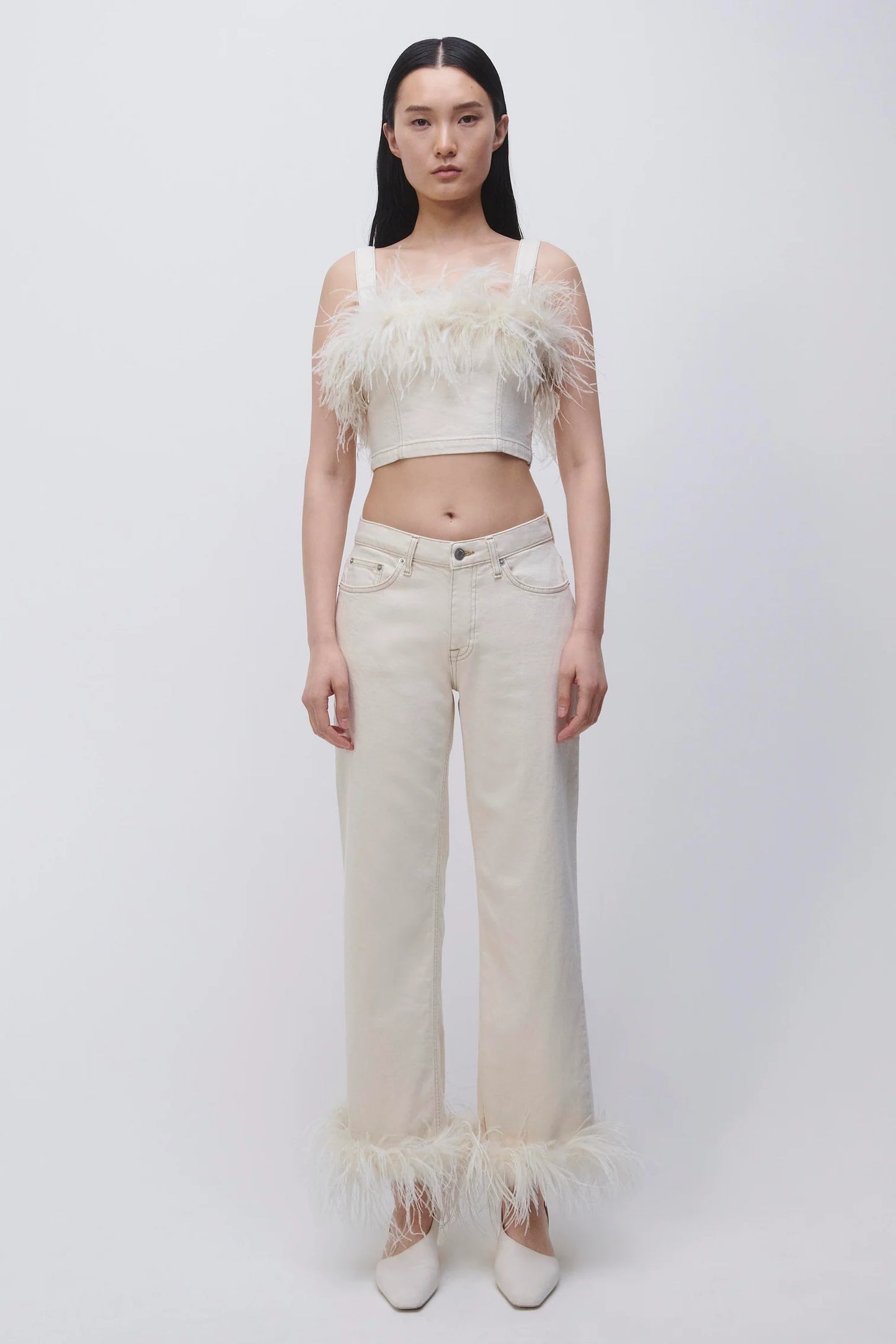 REEVES FEATHER DETAILED CROP TOP