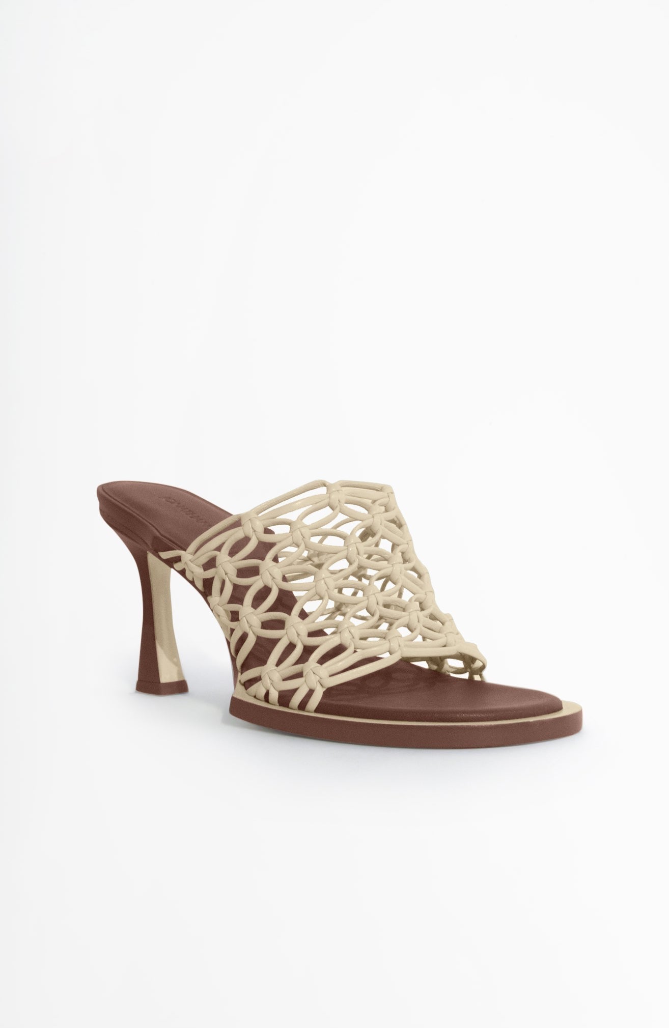 THEO LATTICE MULE HEELED SANDALS